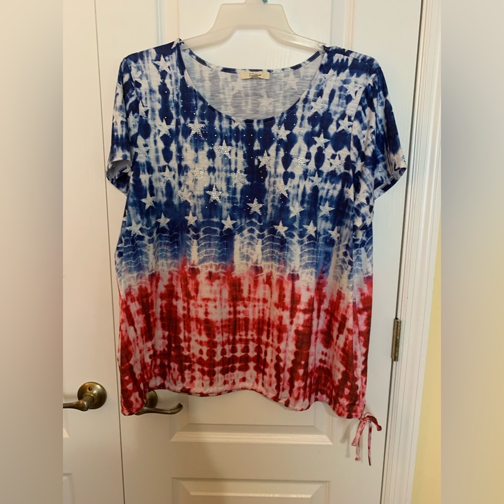 Red, White, and Blue Patriotic Relaxed Short Sleeve T-Shirt